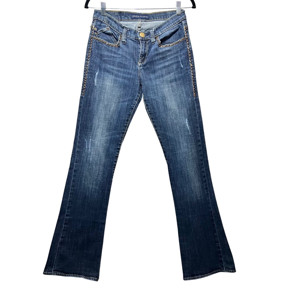 Rock Republic Bootcut Jeans Embellished Pockets Dark Wash‎ Denim Size 6 Flare